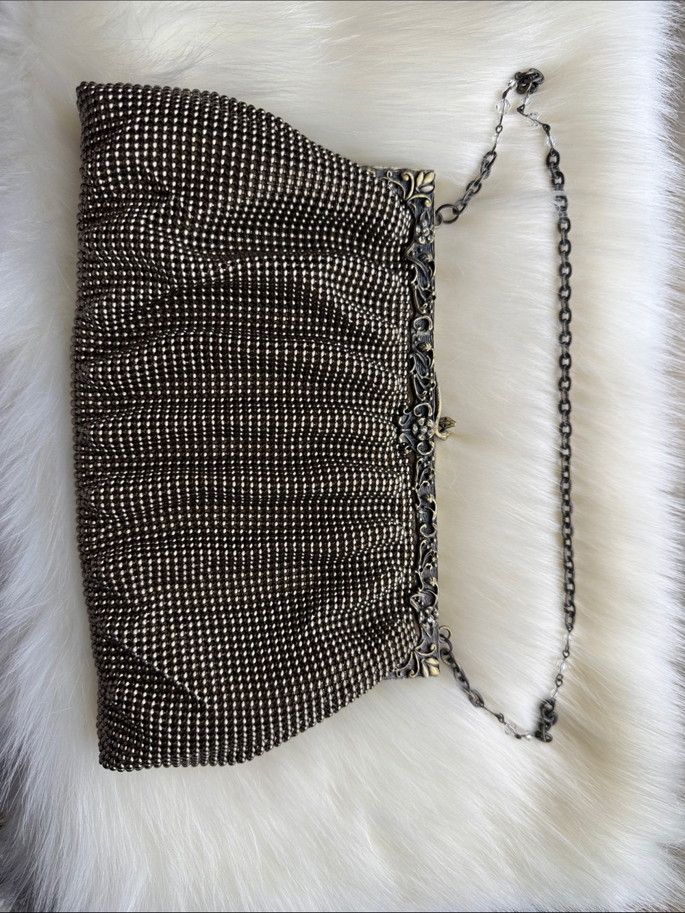 Whiting & Davis Bronze Metal Mesh Evening Clutch
